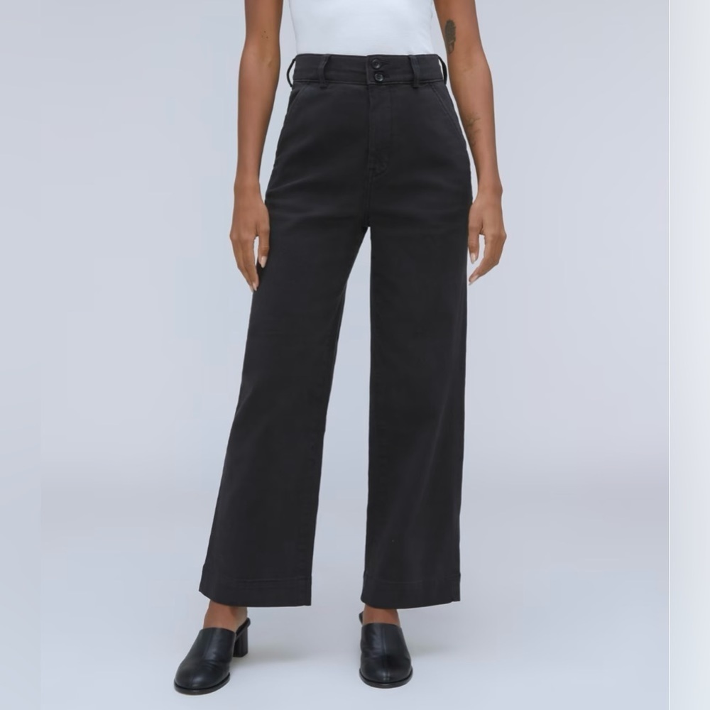 Everlane Organic Cotton Wide Leg Crop Pant 2 NWT Black High Waist